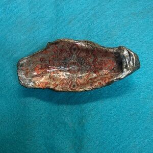 Oyster Ornate Red and Gray Trinket Dish